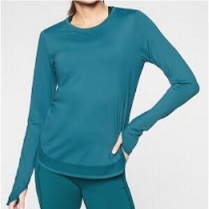 Athleta Cadence Long Sleeve Workout Top‎ Teal Sz XXS